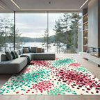 Crimson Teal Scattered Bubble Clusters Rug