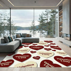 Burgundy and Cream Heart Valentine Rug
