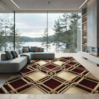 Regal Gold Crimson Lattice Rug