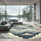 Dreamy Layered Cream and Slate Clouds Rug