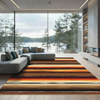 Earthy Sunset Geometric Striped Rug