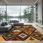 Warm Earthy Tones Diamond Sunburst Rug