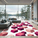Pink Graduated Isometric Cubes Rug