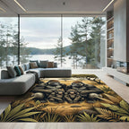 Earthy Serengeti Gorilla Family Portrait Rug
