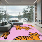 Cute Orange Tiger Cat Pattern Rug
