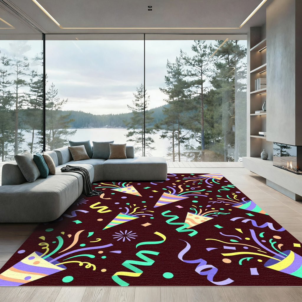 Fun Confetti Popper Party Pattern Rug
