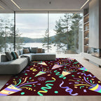 Fun Confetti Popper Party Pattern Rug