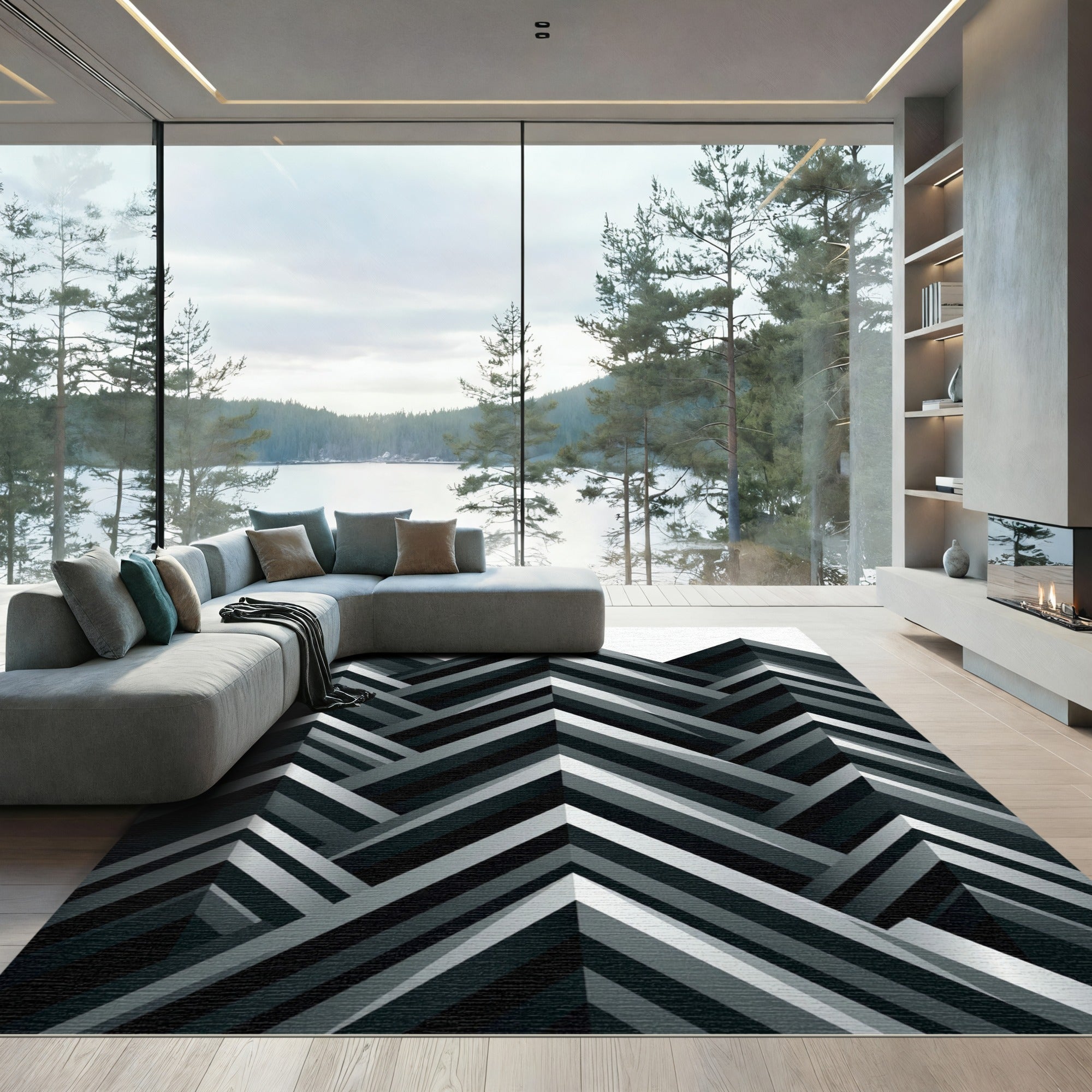Monochromatic Angled Geometric Peaks Rug