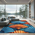 Vibrant Tropical Fan and Foliage Art Rug
