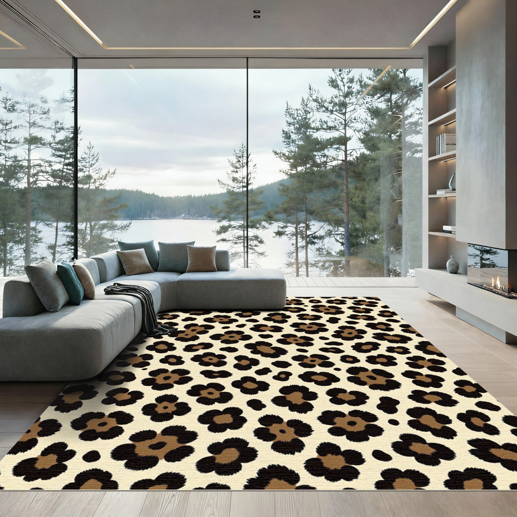 Classic Beige Leopard Spots Rug