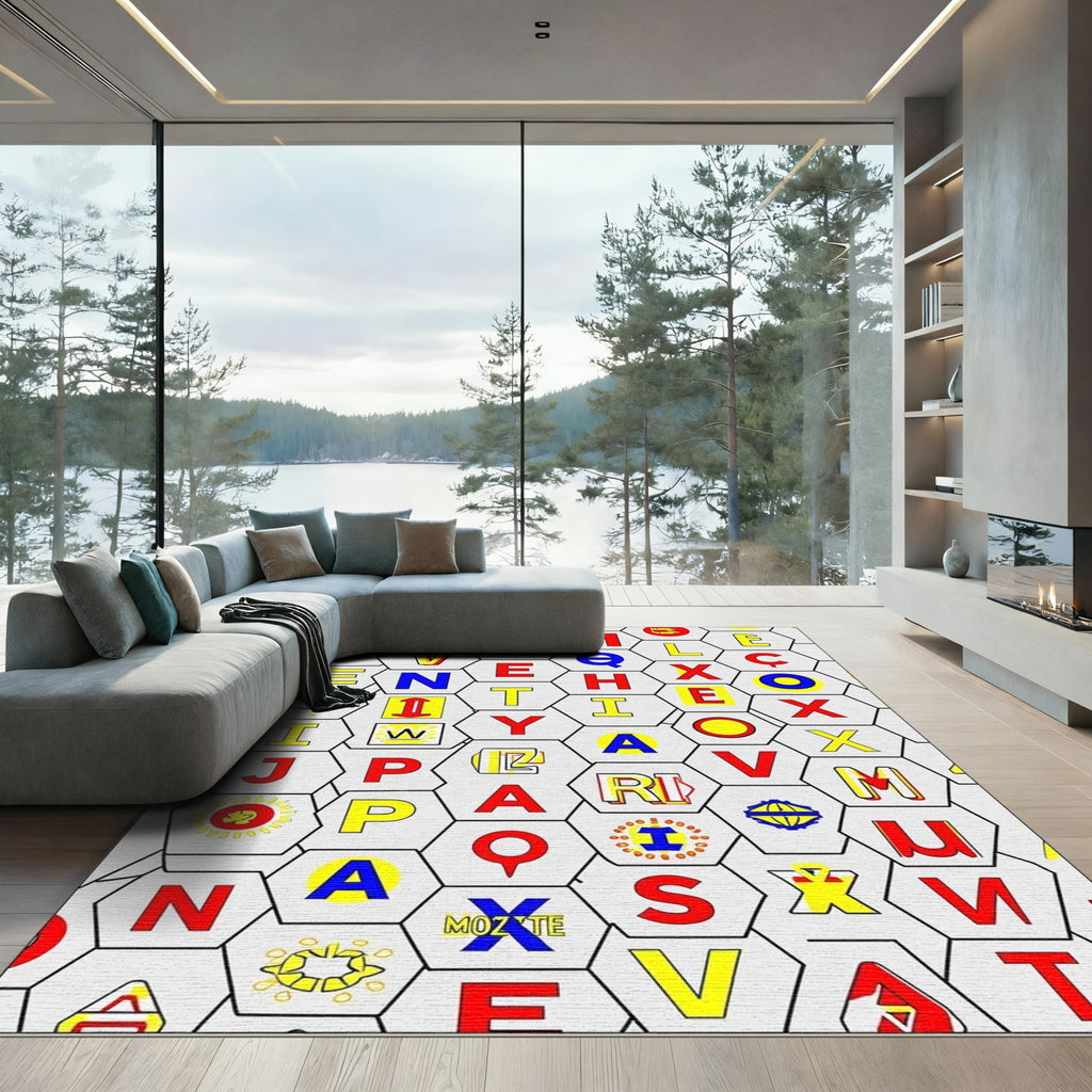 Modern Alphabet Hexagon Composition Rug