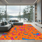 Vibrant Pink Blue Abstract Shapes Rug
