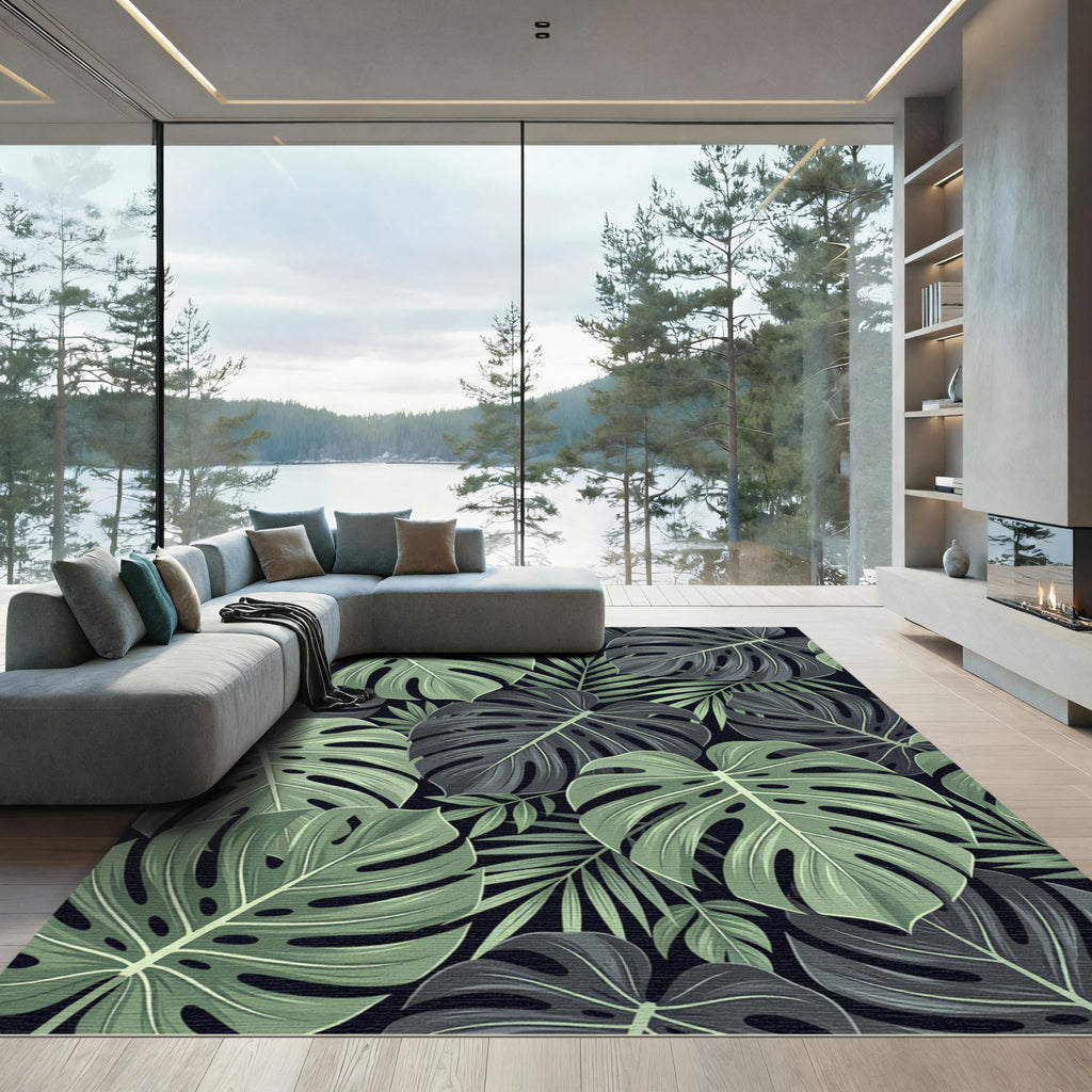 Monstera Leaf Tropical Foliage Rug