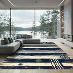 Navy Nautical Compass Striped Maritime Rug