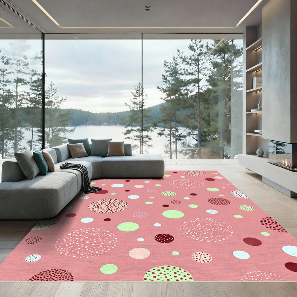 Pink Coral Polka Dot Scatter Rug