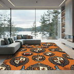 Vintage Gold Crest Football Emblem Rug