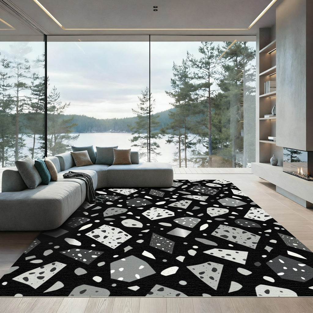 Monochromatic Stone Fragment Scatter Rug