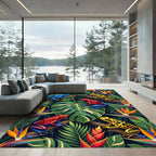 Vibrant Tropical Frog and Jungle Flora Rug