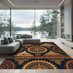 Golden Solar Temple Geometric Art Rug