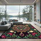 Ornate Floral Medallion Jewel Art Rug