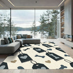 Cute Bone and Heart Tag Graphic Rug