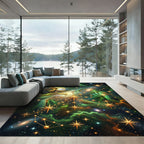 Cosmic Nebula Golden Starry Sky Rug