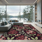 Vintage Burgundy Floral Branches Rug