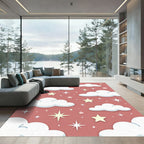 Whimsical Dusty Rose Starry Cloud Rug