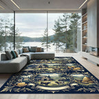 Vintage Farm Scene Barn Cows Countryside Rug
