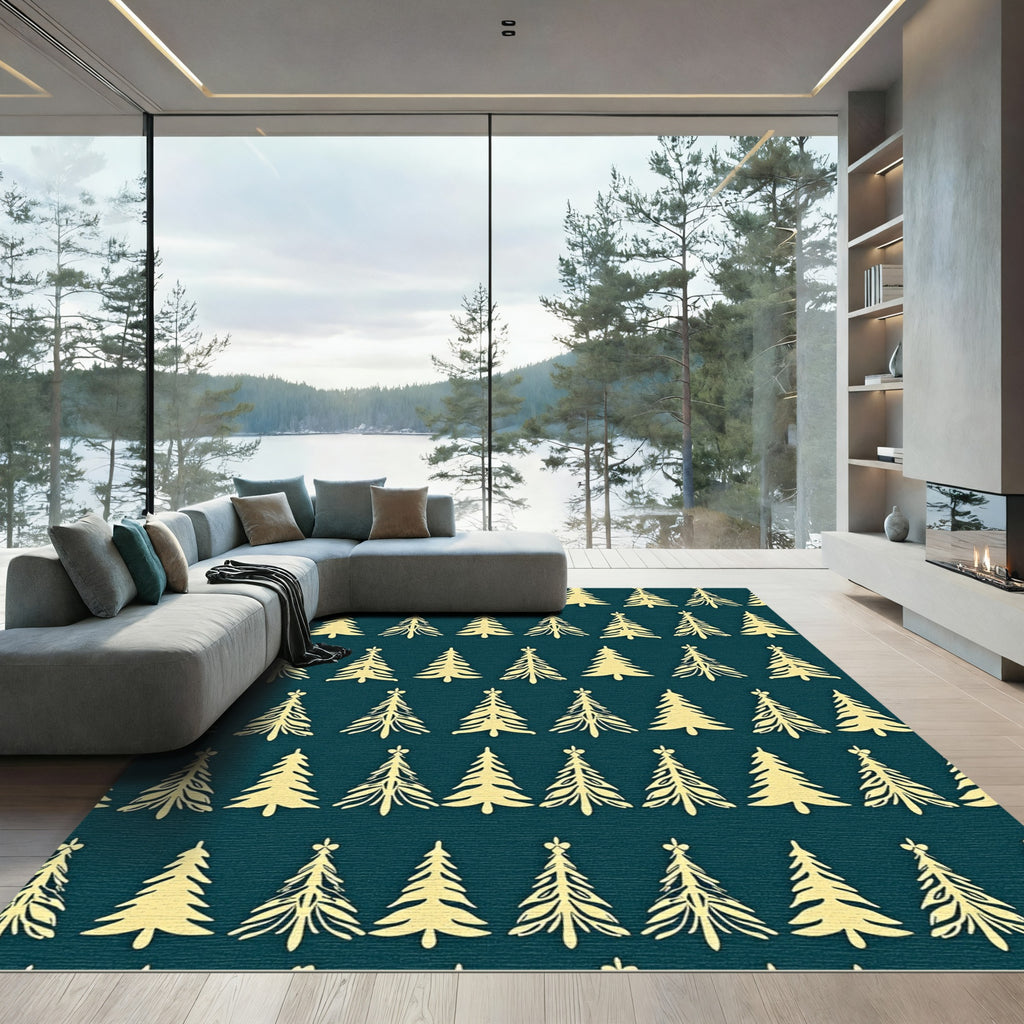 Golden Khaki Pine Tree Repeat Rug