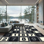 Monochromatic Grid Numerical Typographic Art Rug