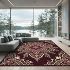 Rich Crimson Floral Medallion Harmony Rug
