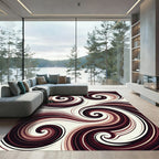 Earthy Brown Swirling Abstract Wave Rug