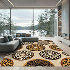 Leopard Spot Donut Cream Brown Artwork Rug