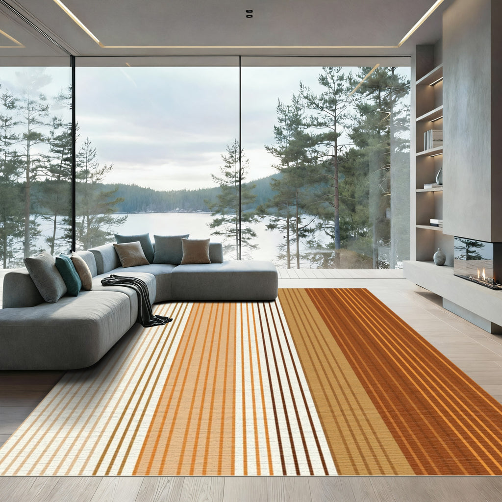 Warm Earth Tones Vertical Stripes Rug