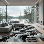 Industrial Gray Smoking Factory Skyline Rug