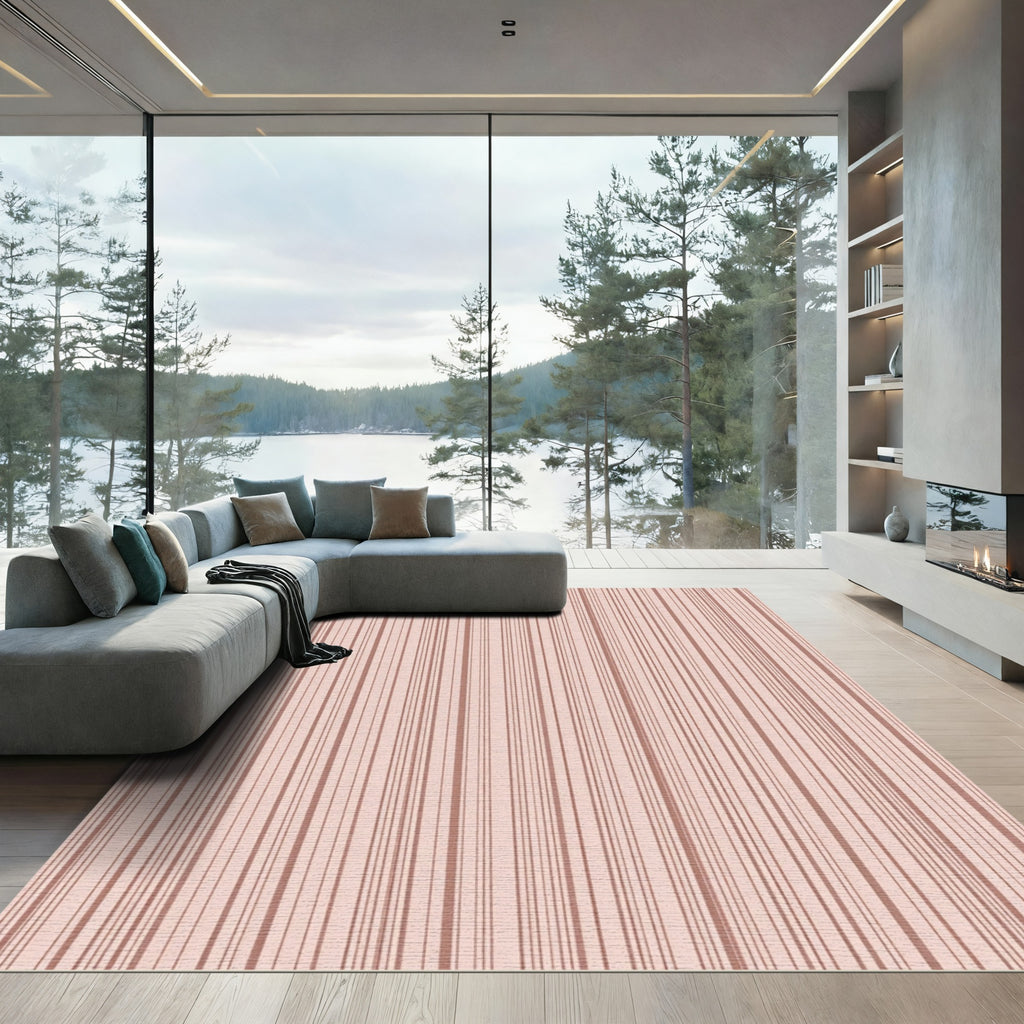 Soft Copper Vertical Stripes Rug