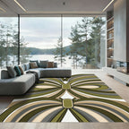 Mid Century Modern Olive Abstract Wave Rug