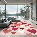 Playful Soft Pink Hearts Arrangement Rug