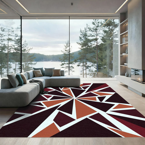 Abstract Geometric Earthy Tone Star Rug