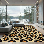 Golden Leopard Spots Flower Rug
