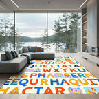 Alphabet Characters Whimsical Creatures Collage Rug