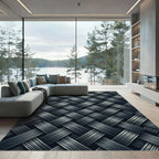 Monochrome Metallic Interwoven Diagonal Weave Rug