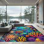 Vibrant Tropical Coral Reef Marine Life Rug