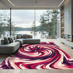 Deep Rose Swirl Abstract Vortex Rug