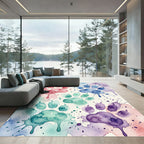 Watercolor Animal Paw Speckled Splash Rug