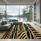 Bold Golden Striped Animal Texture Rug