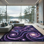 Ethereal Violet Spiral Nebula Swirl Rug