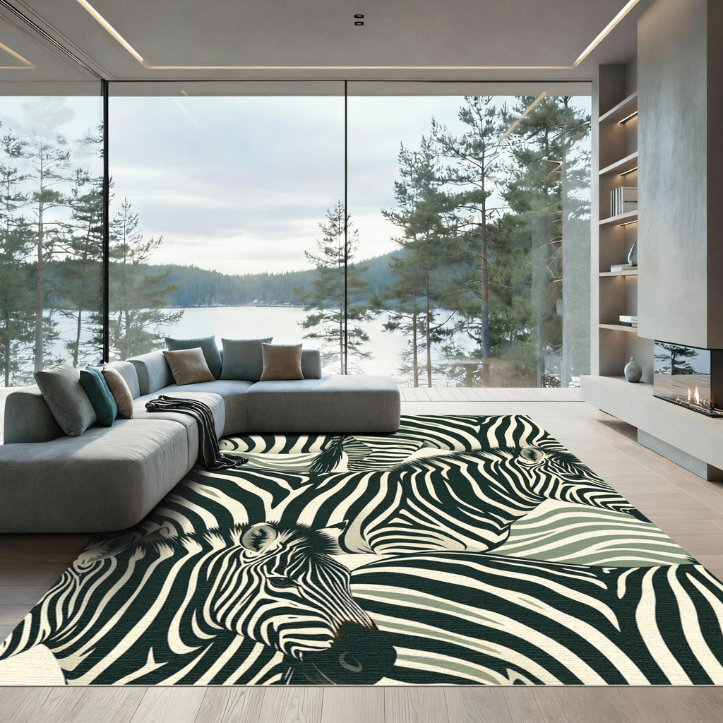 Bold Zebra Stripe Animals Meadow Rug