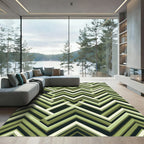 Geometric Olive Green Zigzag Chevron Rug